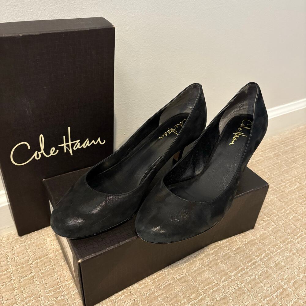 Cole Haan Air Womens Black Leopard Classic Lainey Pump Round Toe 8.5‎ B Comfort